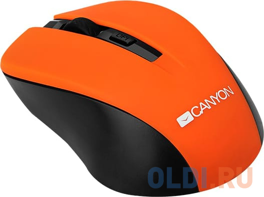 Мышь беспроводная CANYON CNE-CMSW1O (Wireless, Optical 800/1000/1200 dpi, 4 btn, USB, power saving button), оранжевый USB