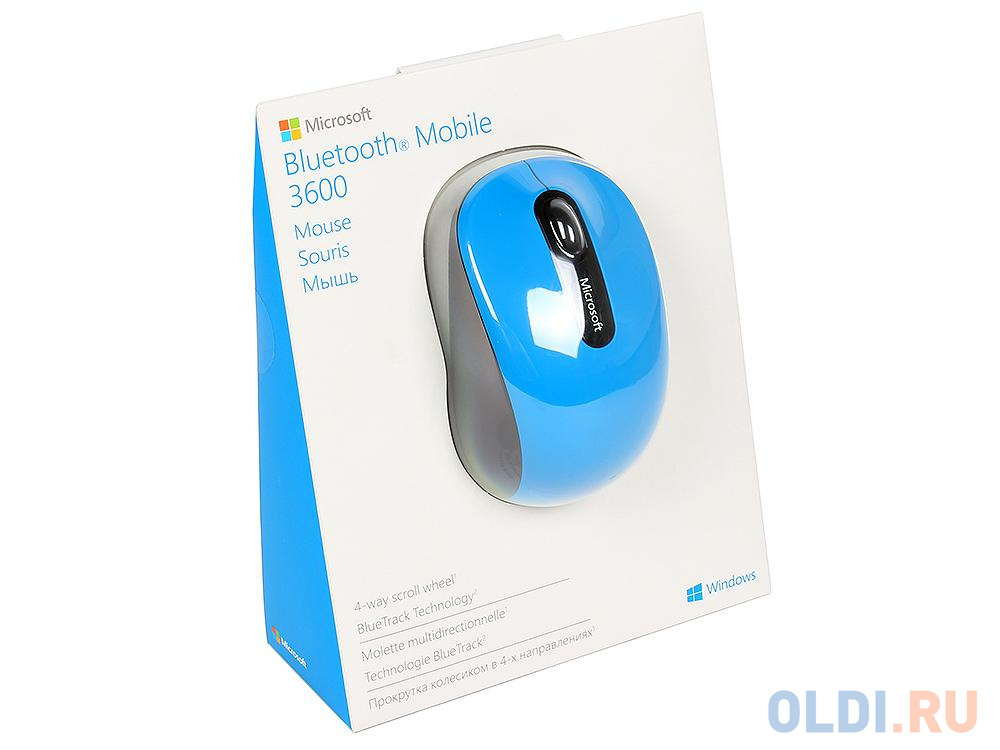 Мышь Microsoft Mobile 3600 голубой/черный оптическая (1000dpi) беспроводная BT (2but) (PN7-00024) - фото 7