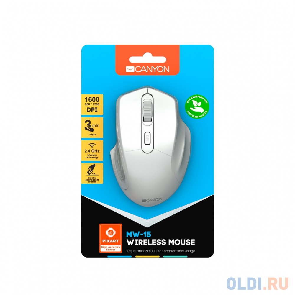 Мышь беспроводная Canyon MW-15 белый USB CNE-CMSW15PW фото