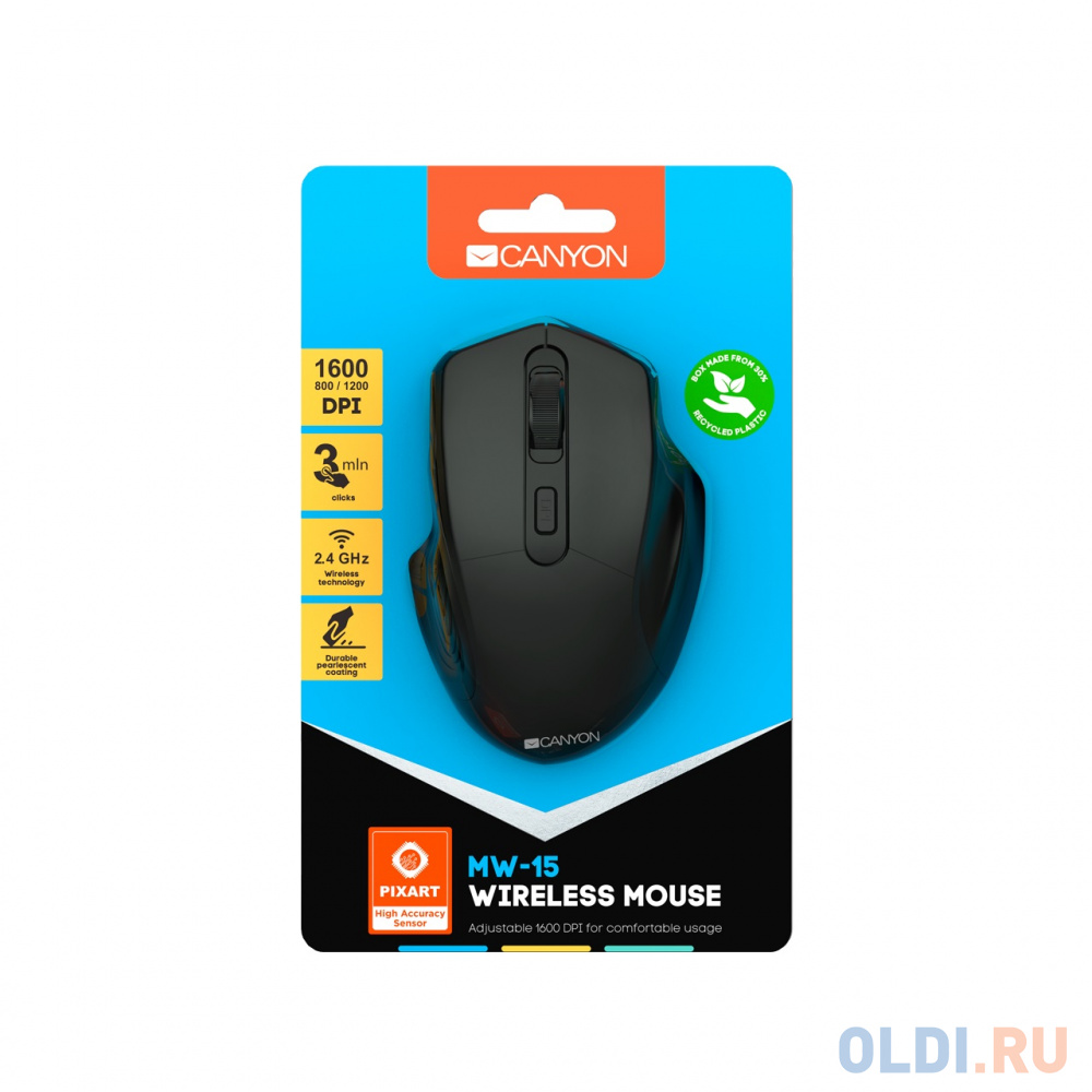 Мышь беспроводная Canyon MW-15 чёрный USB CNE-CMSW15B фото