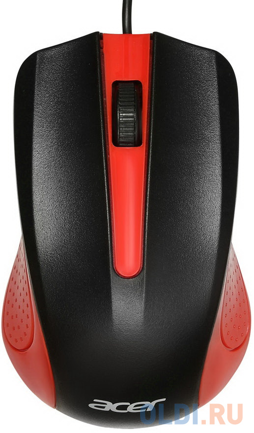 Мышь Acer OMW012 черный/красный оптическая (1200dpi) USB (3but) мышь acer omr136 оптическая беспроводная usb красный [zl mceee 01j]