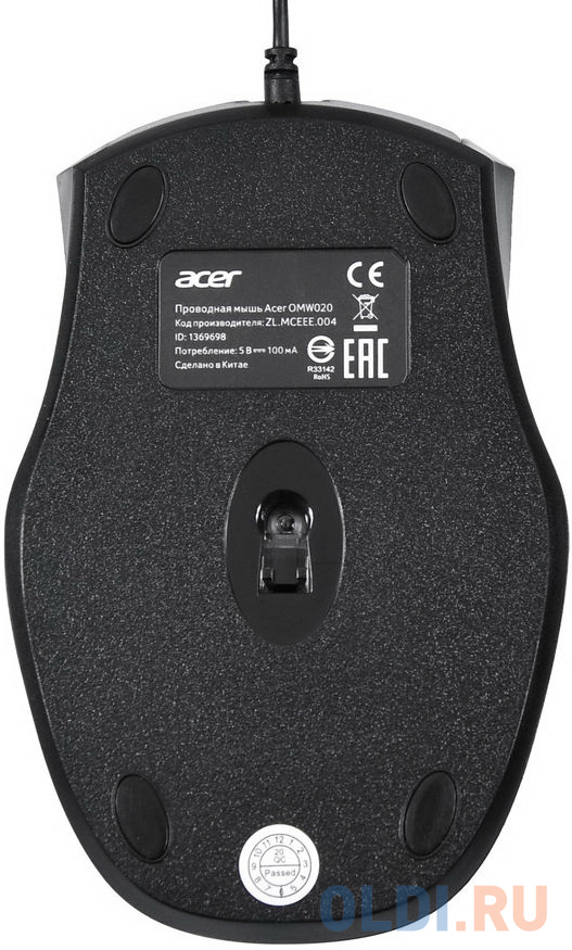 Мышь проводная Acer OMW020 чёрный USB фото