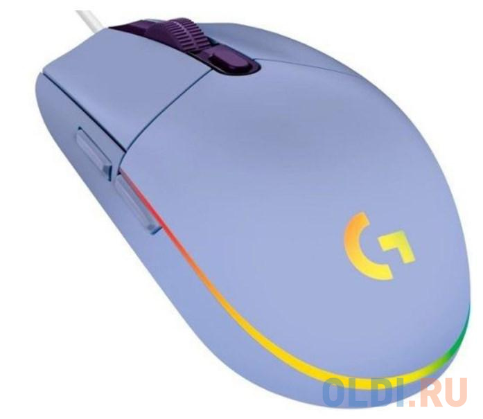 Мышь проводная Logitech G102 LIGHTSYNC Gaming LILAC Retail фиолетовый USB 910-005854 мышь неваляшка из натурального меха на шаре 11 х 5 см фиолетовый оранжевый