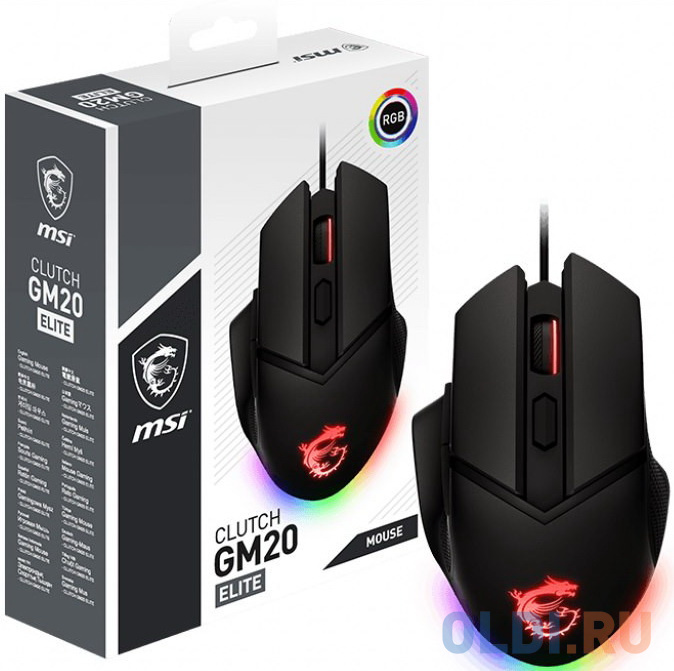 Мышь проводная MSI Clutch GM20 ELITE чёрный USB фото