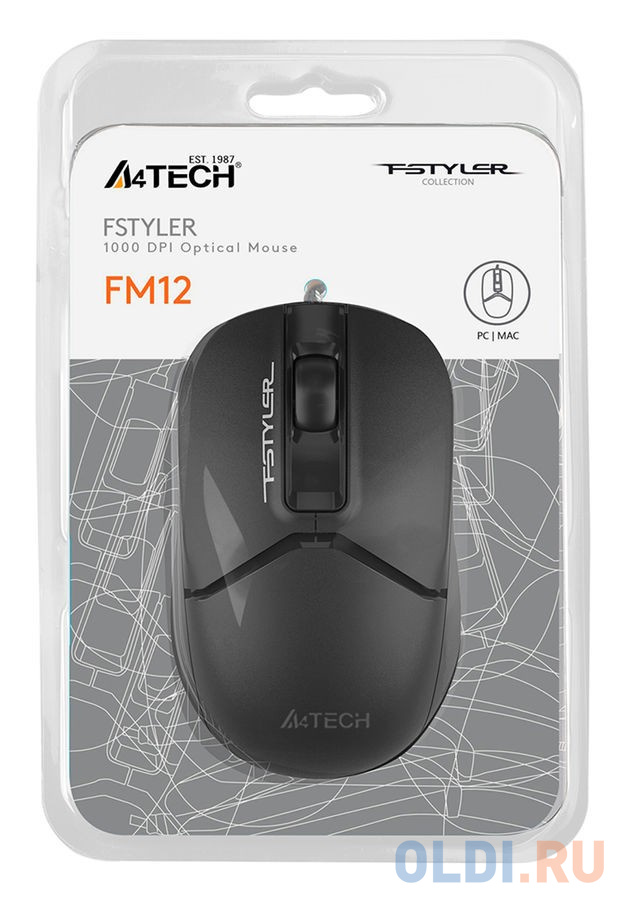 Мышь проводная A4TECH FM12S чёрный USB фото