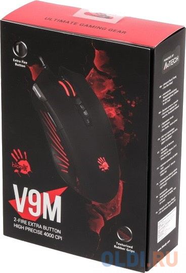 Мышь проводная A4TECH V9M чёрный USB фото