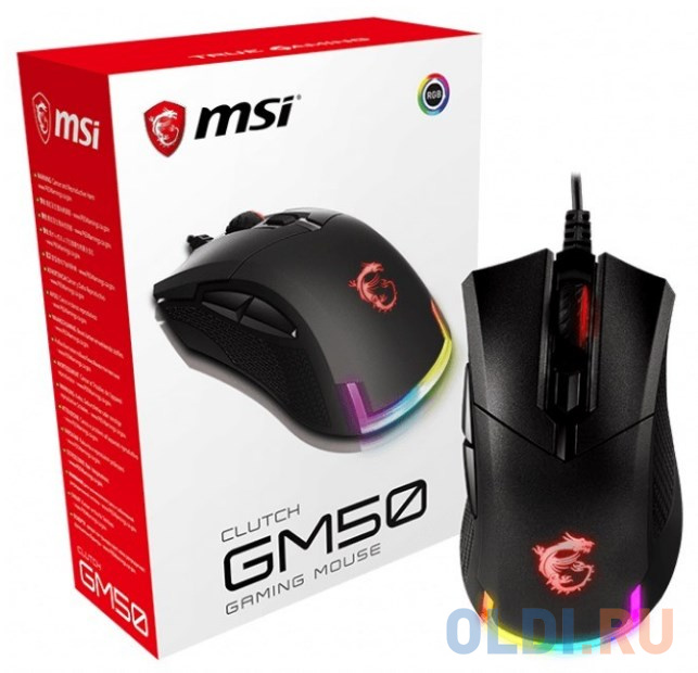 Мышь MSI Clutch GM50 черный оптическая (7200dpi) USB2.0 (6but) фото