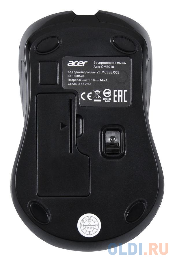 Мышь Acer OMR010 черный оптическая (1200dpi) беспроводная USB (2but) фото