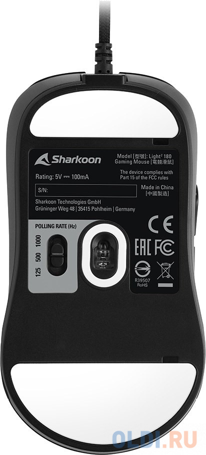 Мышь проводная Sharkoon Light2 180 чёрный USB фото