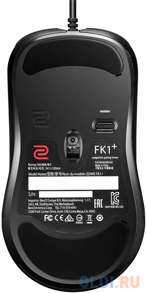 BENQ Zowie Мышь FK1+-B, Extra Large, низкий профиль, для правшей, сенс.3360, 5 кн., USB кабель 2м, 400/800/1600/3200dpi, цвет черный FK1+-B FK1+-B - фото 2