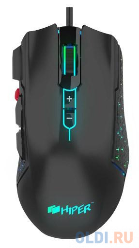 Игровая мышь HIPER DRAKKAR чёрная (USB, 8 кнопок, 10000 dpi, PMW3327, RGB подсветка, регулировка веса) игровая мышь sven rx g740 usb 5 1кл бесш кл 800 2400dpi softtouch подсветка игров упак