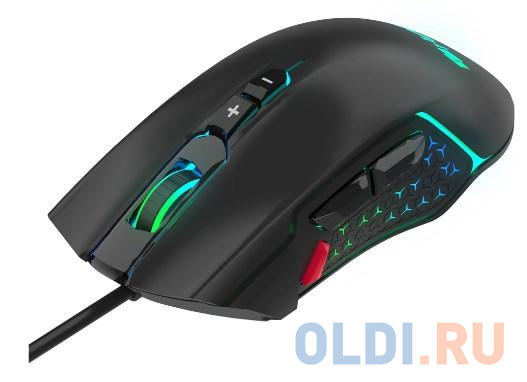 Игровая мышь HIPER DRAKKAR чёрная (USB, 8 кнопок, 10000 dpi, PMW3327, RGB подсветка, регулировка веса) фото