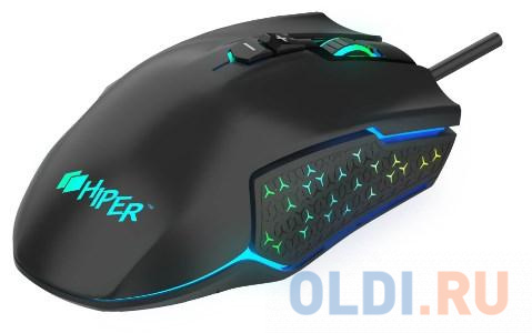 Игровая мышь HIPER DRAKKAR чёрная (USB, 8 кнопок, 10000 dpi, PMW3327, RGB подсветка, регулировка веса) фото