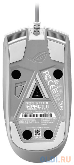 Мышь проводная ASUS ROG Strix Impact II ML белый USB, размер (ДхШхВ) 120x63x40 мм - фото 5