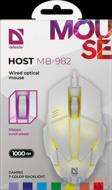 Мышь проводная Defender MB-982 белый USB фото