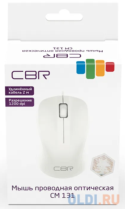 Мышь проводная CBR CM 131c белый USB фото