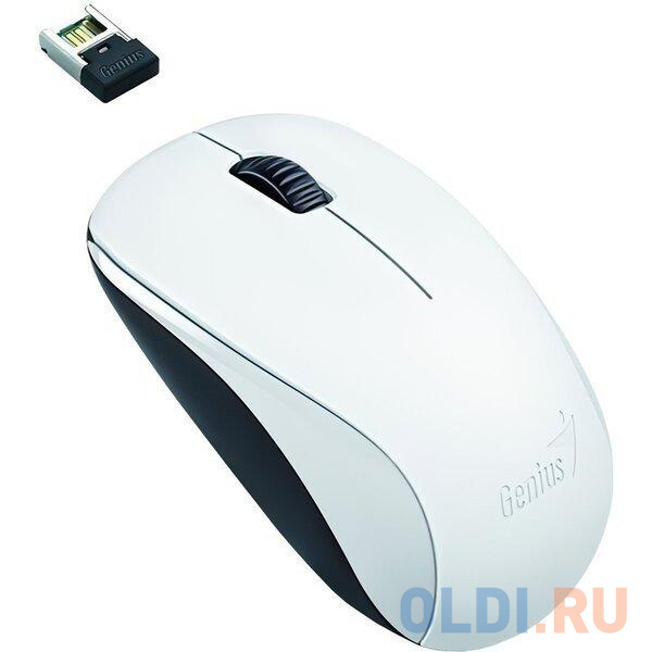 Мышь беспроводная Genius NX-7000, оптическая, разрешение 800, 1200, 1600 DPI, микроприемник USB, 3 кнопки, для правой/левой руки. Сенсор Blue Eye. Час