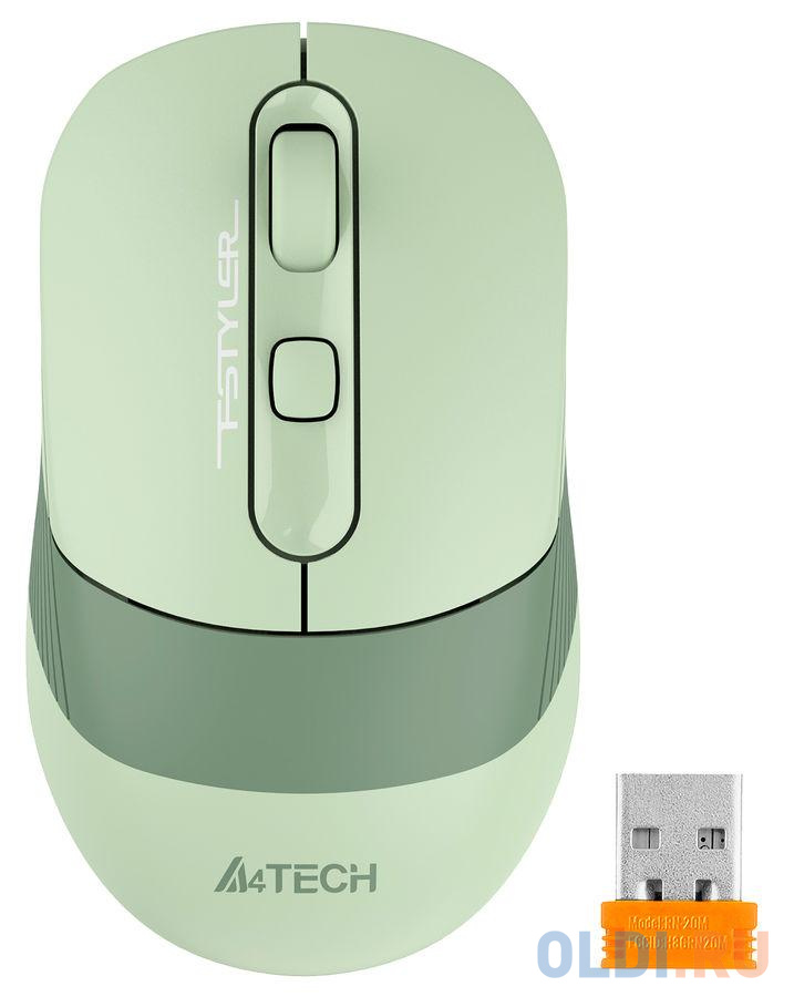 Мышь беспроводная A4TECH Fstyler FB10C зелёный USB + радиоканал фен jimmy f2 1800вт зелёный