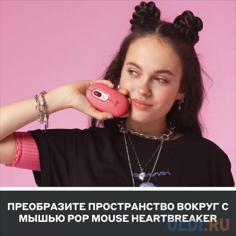 Мышь беспроводная Logitech POP Mouse with emoji розовый USB + Bluetooth фото