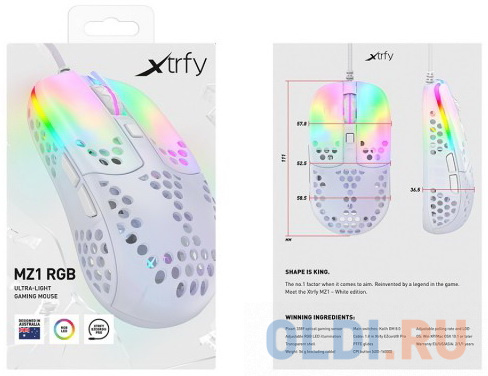 Мышь проводная Xtrfy MZ1 белый USB фото
