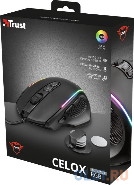 Trust GXT 165 Celox Gaming Mouse (23092), цвет чёрный, размер 127x83x43 мм. GXT165 CELOX - фото 7