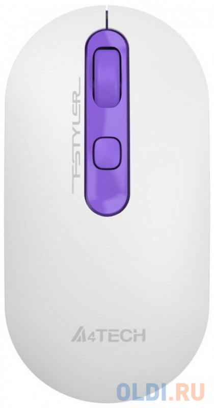 

Мышь A4Tech Fstyler FG20S Tulip белый/фиолетовый оптическая (2000dpi) silent беспроводная USB (4but)