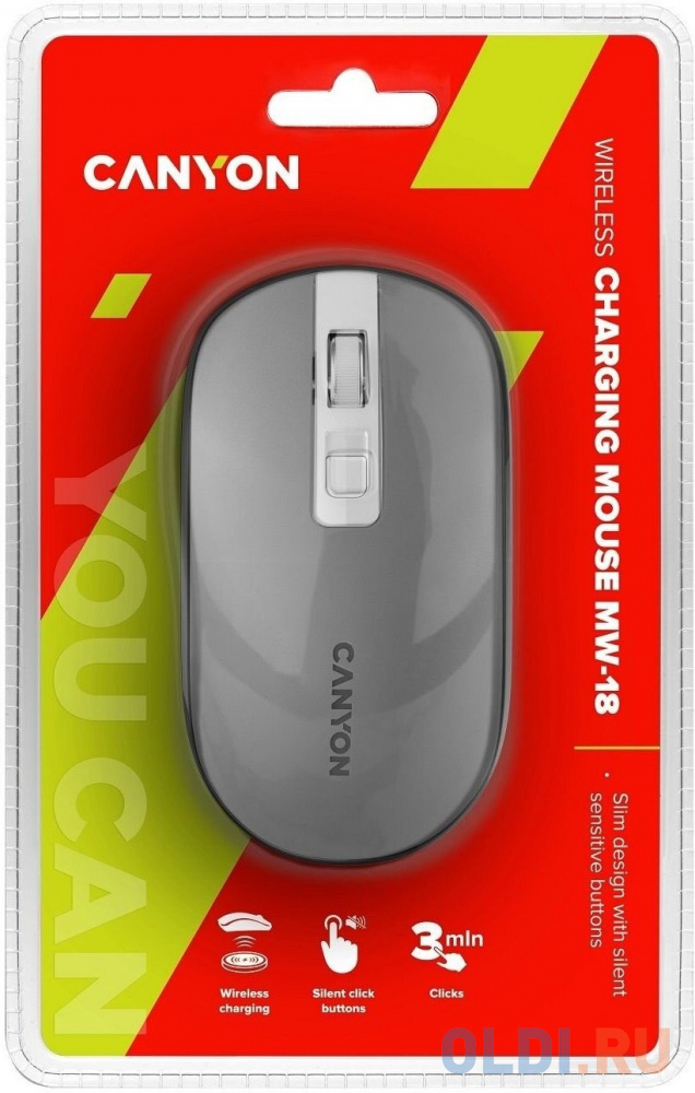 2.4GHz Wireless Rechargeable Mouse with Pixart sensor, 4keys, Silent switch for right/left keys,DPI: 800/1200/1600, Max. usage 50 hours for one time f CNS-CMSW18DG - фото 4