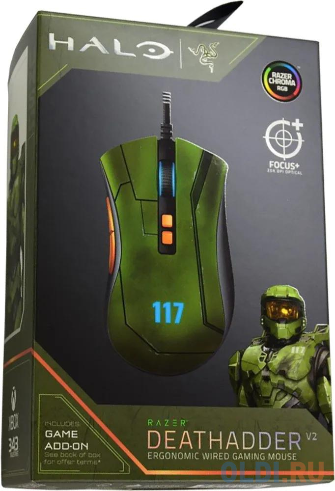 Razer DeathAdder V2 - HALO Infinite Ed. mouse, цвет зелёный, размер 127 Х 61,7 Х 42,7 мм - фото 5
