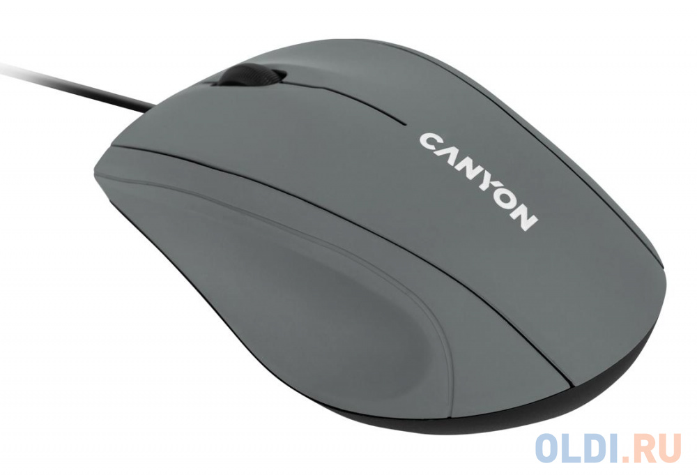 

CANYON Wired Optical Mouse with 3 keys, DPI 1000 With 1.5M USB cable,Grey,size72*108*40mm,weight:0.077kg, Темно-серый