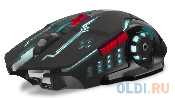 Игровая беспроводная мышь SVEN RX-G930W чёрная (2.4 Ггц, 6 кнопок, 1600 dpi, USB, Soft Touch, RGB подсветка) мышь беспроводная оптическая defender accura mm 275 черно синий 6 кнопок 800 1600 dpi