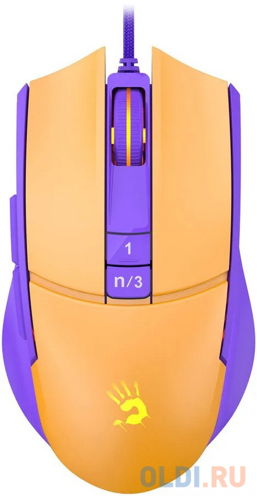 Мышь проводная A4TECH L65 Max жёлтый фиолетовый USB