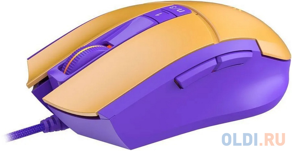 Мышь проводная A4TECH L65 Max жёлтый фиолетовый USB фото