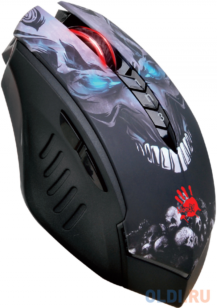 Мышь беспроводная A4TECH R80 Plus Skull чёрный рисунок USB + радиоканал фото