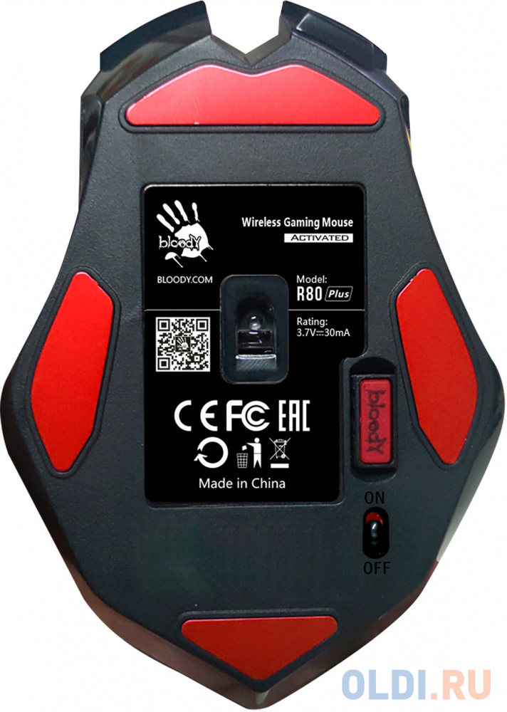 Мышь беспроводная A4TECH R80 Plus Skull чёрный рисунок USB + радиоканал фото