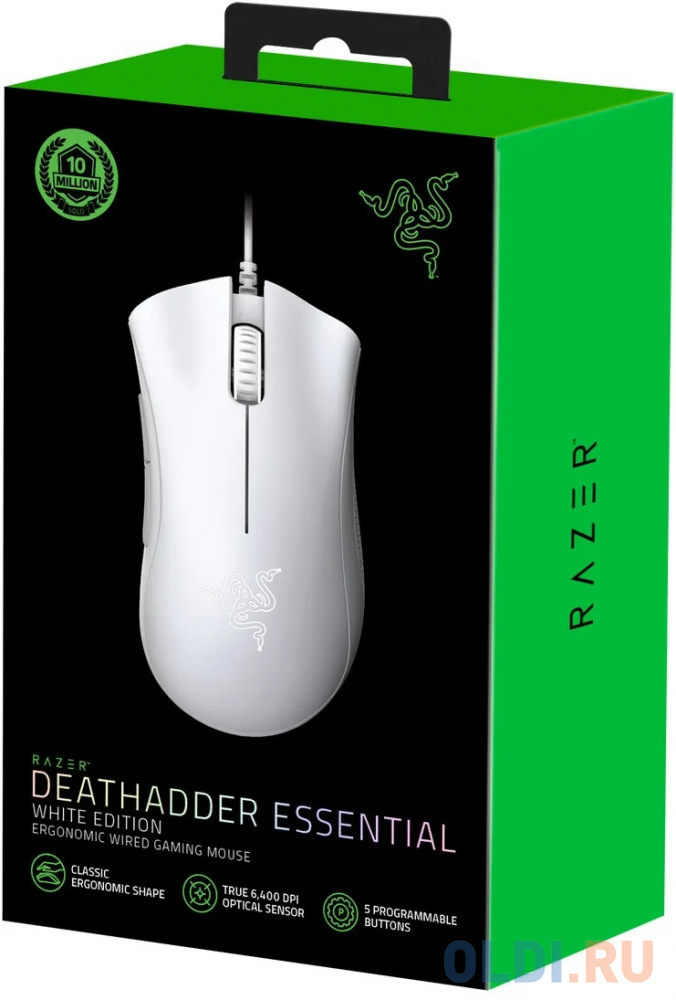 Мышь проводная Razer DeathAdder Essential белый USB фото