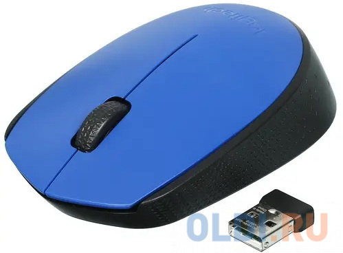 Мышь беспроводная Logitech M170 чёрный синий USB + радиоканал фото