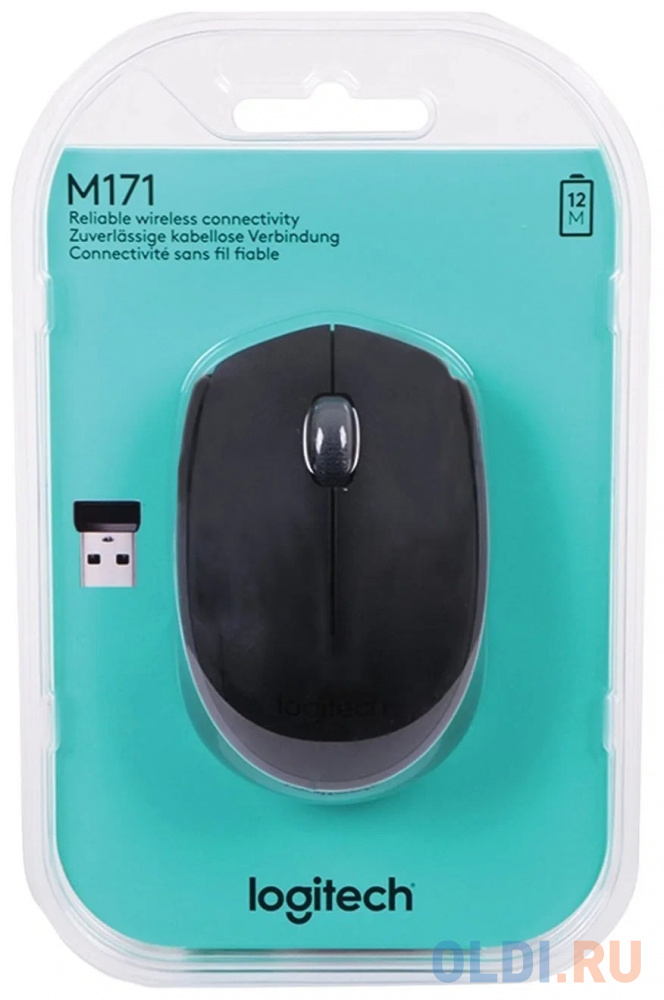 Мышь беспроводная Logitech M171 чёрный USB + радиоканал фото