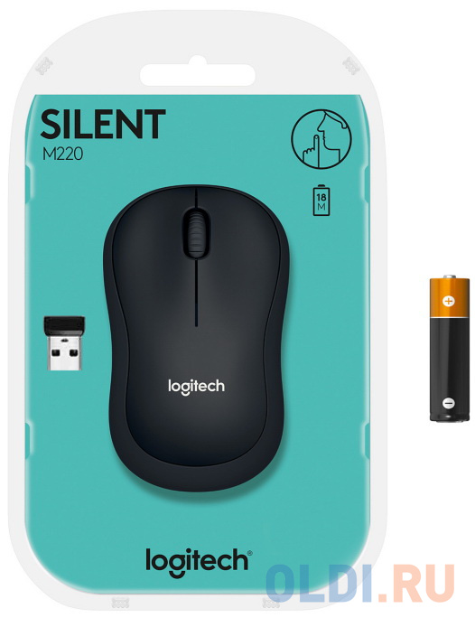 Мышь беспроводная Logitech M220 SILENT чёрный серый USB + радиоканал фото