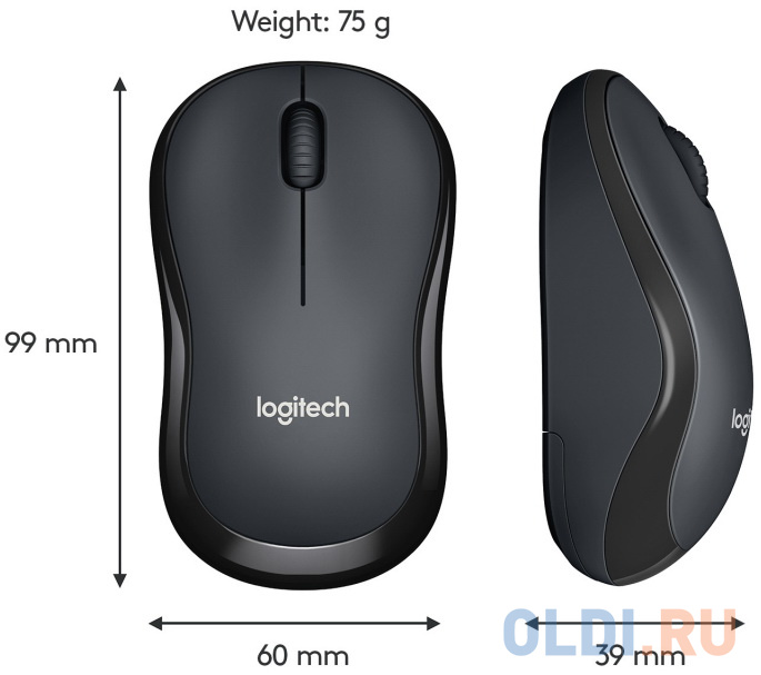 Мышь беспроводная Logitech M220 SILENT чёрный серый USB + радиоканал, размер 60 х 39 х 99 мм - фото 4