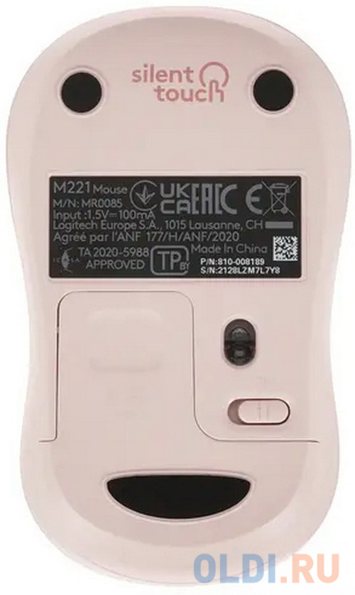 Мышь беспроводная Logitech M221 розовый USB + радиоканал, размер 60 х 39 х 99 мм - фото 2