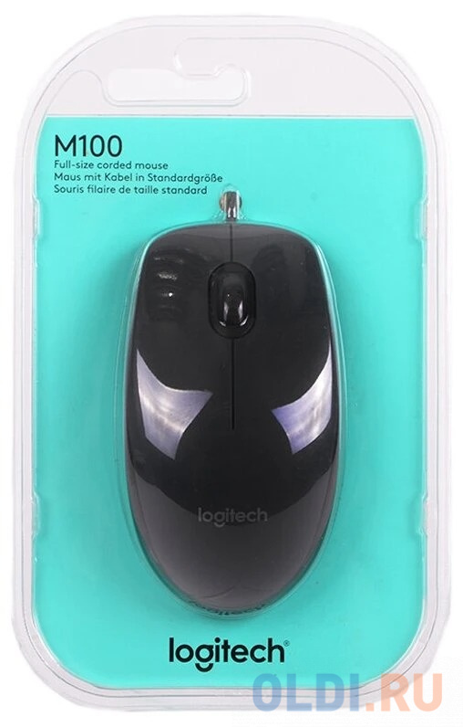Мышь проводная Logitech M100 темно-серый USB фото