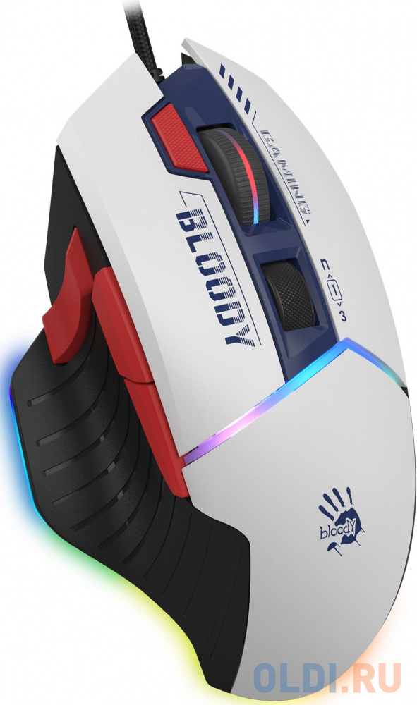 Мышь A4TECH Bloody W95 Max Sports, игровая, оптическая, проводная, USB, синий и белый [w95 max sports navy] фото