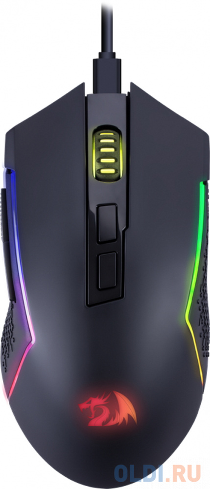 Беспроводная игровая мышь REDRAGON TRIDENT чёрная (USB, Bluetooth, 2.4G, Pixart P3104, Huano, 8000 Dpi, RGB подсветка, 700 мАч) фото