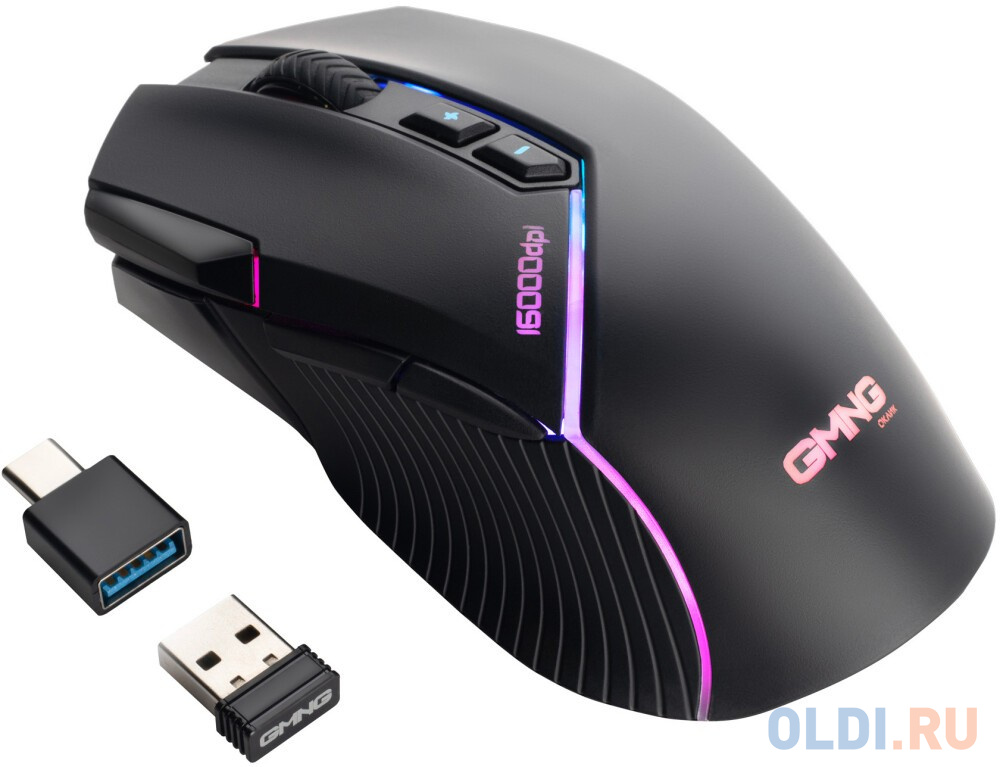 Мышь GMNG XM001, игровая, оптическая, беспроводная, USB, черный фото