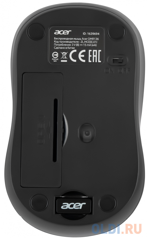 Мышь Acer OMR136, оптическая, беспроводная, USB, красный [zl.mceee.01j] фото