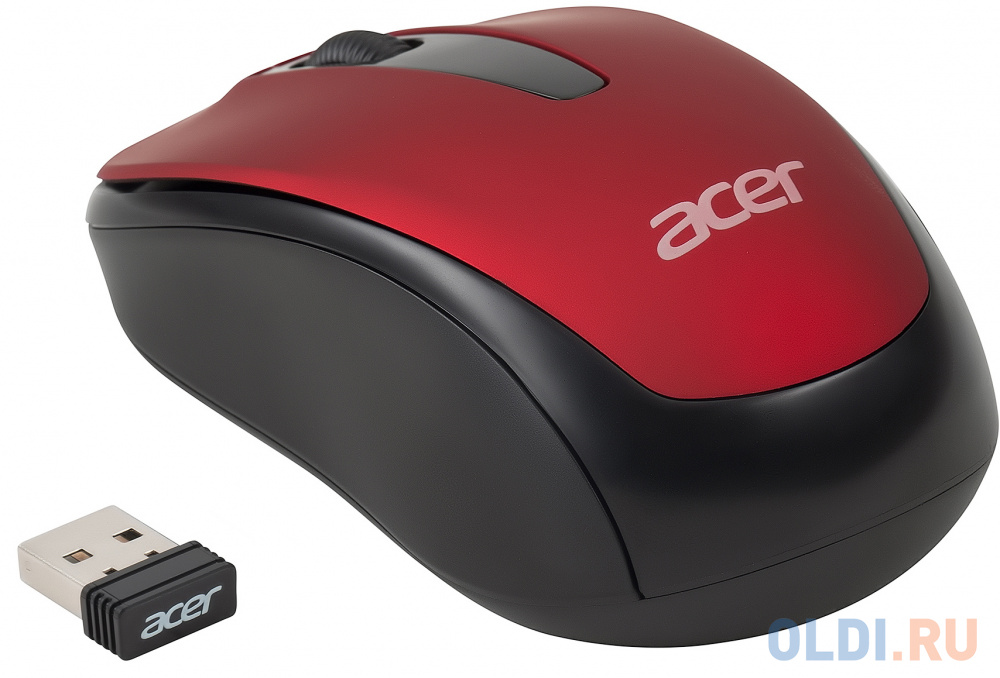 Мышь Acer OMR136, оптическая, беспроводная, USB, красный [zl.mceee.01j] фото