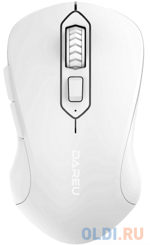 Мышь беспроводная Dareu LM115B Full White (полностью белый), DPI 800/1200/1600, подключение: ресивер 2.4GHz + Bluetooth, размер 107x59x38мм