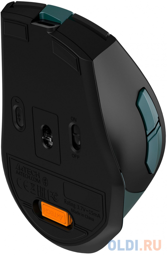 Мышь A4Tech Fstyler FB35CS темно-зеленый/черный оптическая (2000dpi) silent беспроводная BT/Radio USB (5but) FB35CS USB MIDNIGHT GREEN - фото 8