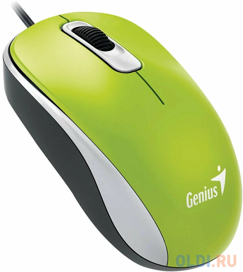 Мышь DX-110, USB, G5, зелёная (green, optical 1000dpi, подходит под обе руки)