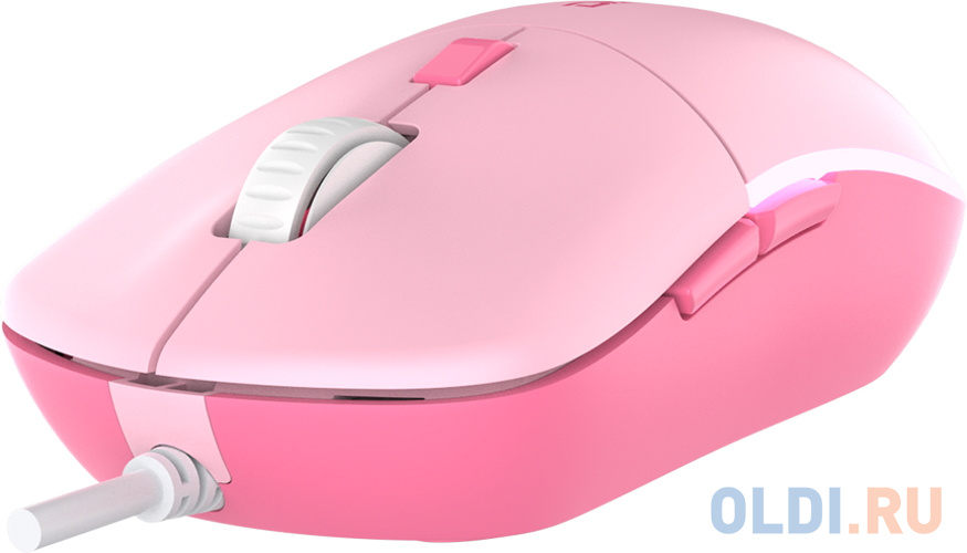 Мышь проводная Dareu LM121 Pink (розовый), DPI 800/1600/2400/6400, подсветка RGB, размер 116x35x60мм, 1,8м фото